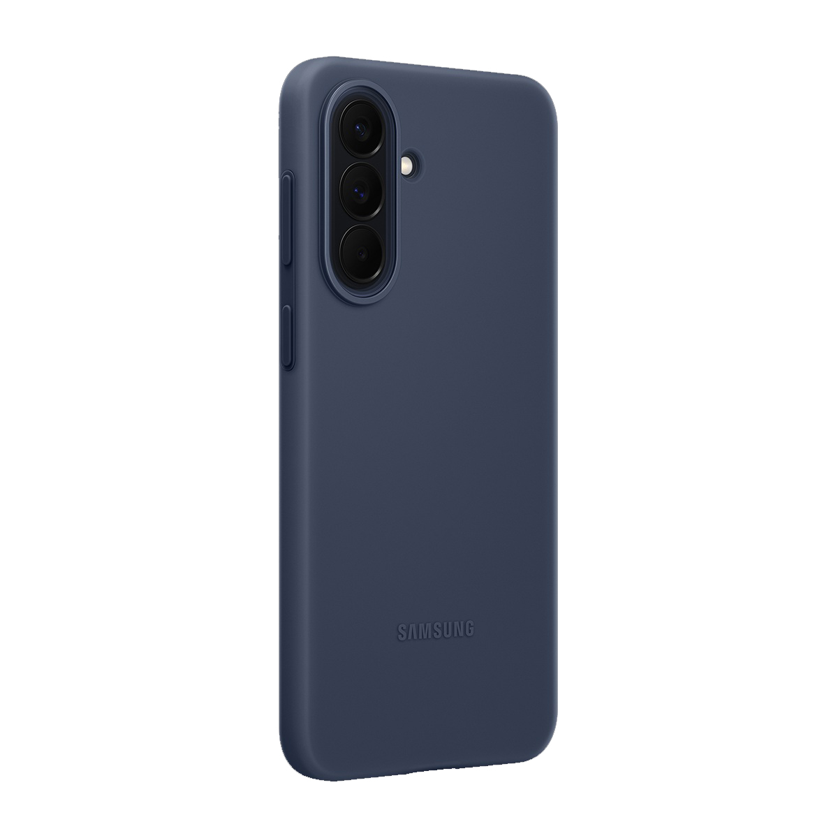 Üç kameralı, Samsung logolu lacivert telefon kılıfı.