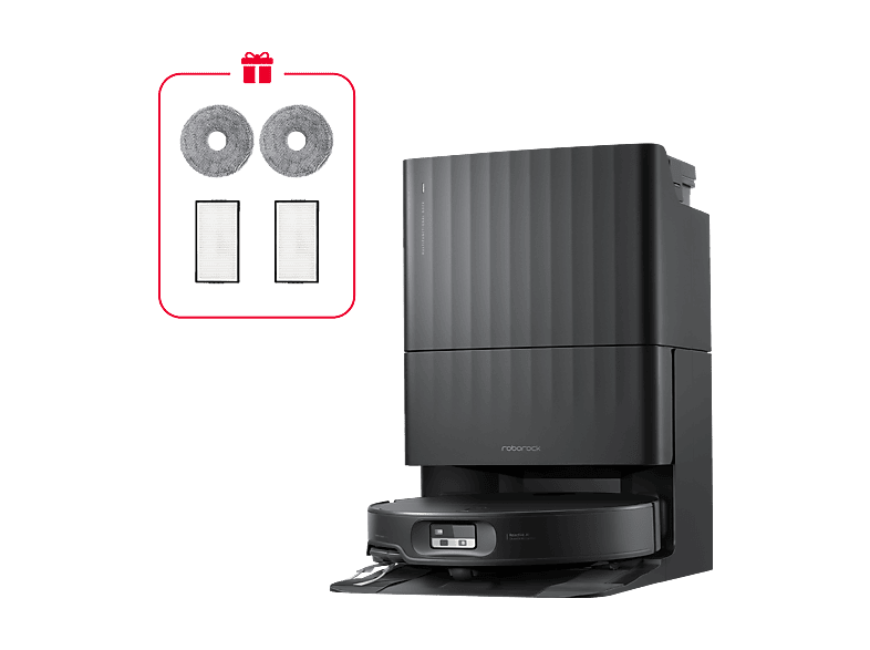 Roborock Qrevo Edge 2x Saug- und Wischroboter (Schwarz, Laufzeit: 188 min, mit Absaugstation)