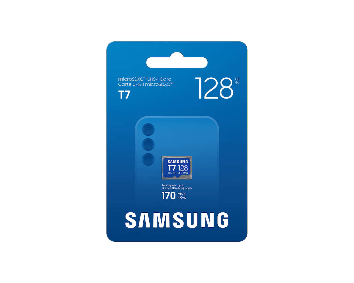 Samsung microSDXC T7 128 GB kart, 170 MB/s'ye kadar okuma hızı
