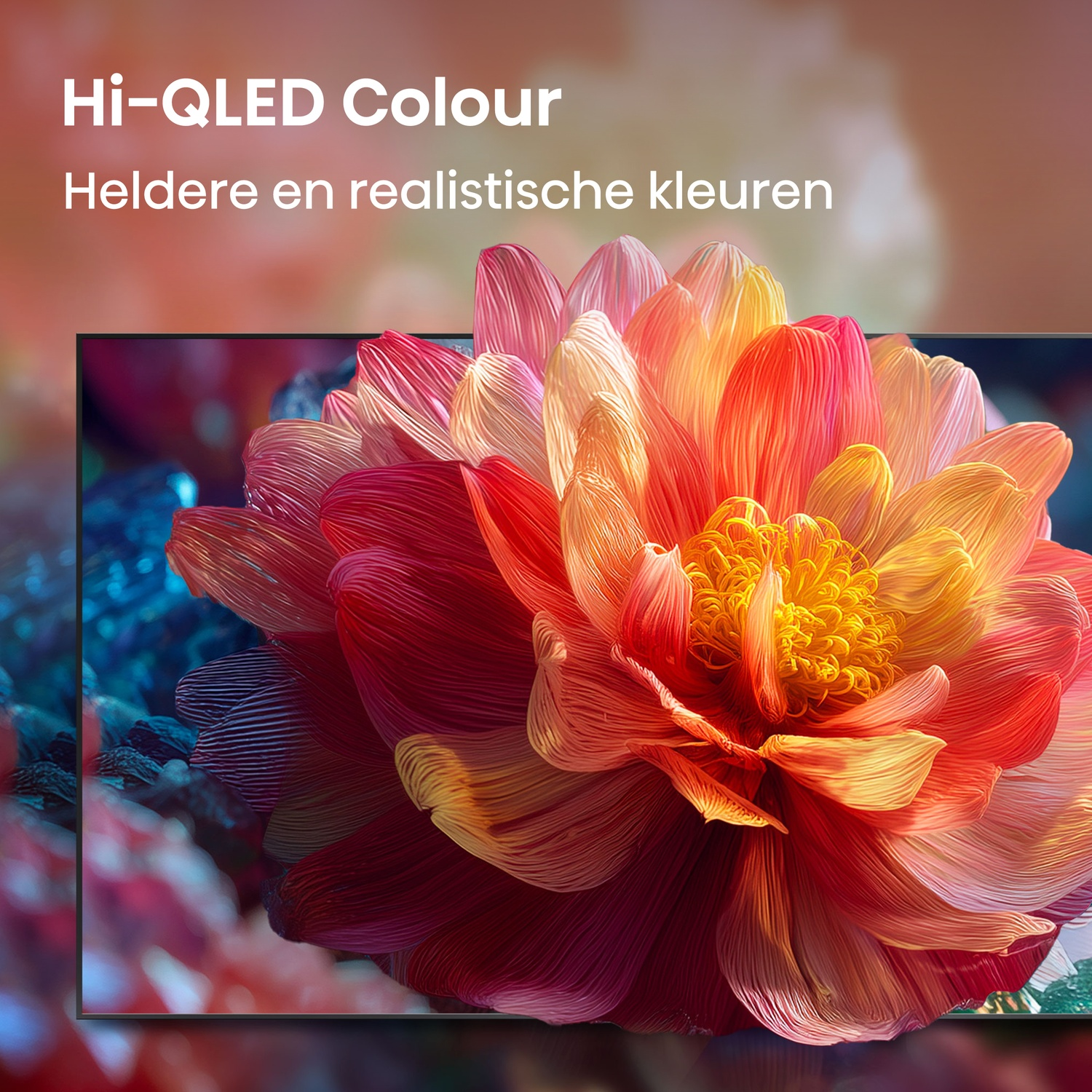 A detailed image of a red and orange flower with fine lines stretching across its petals.
