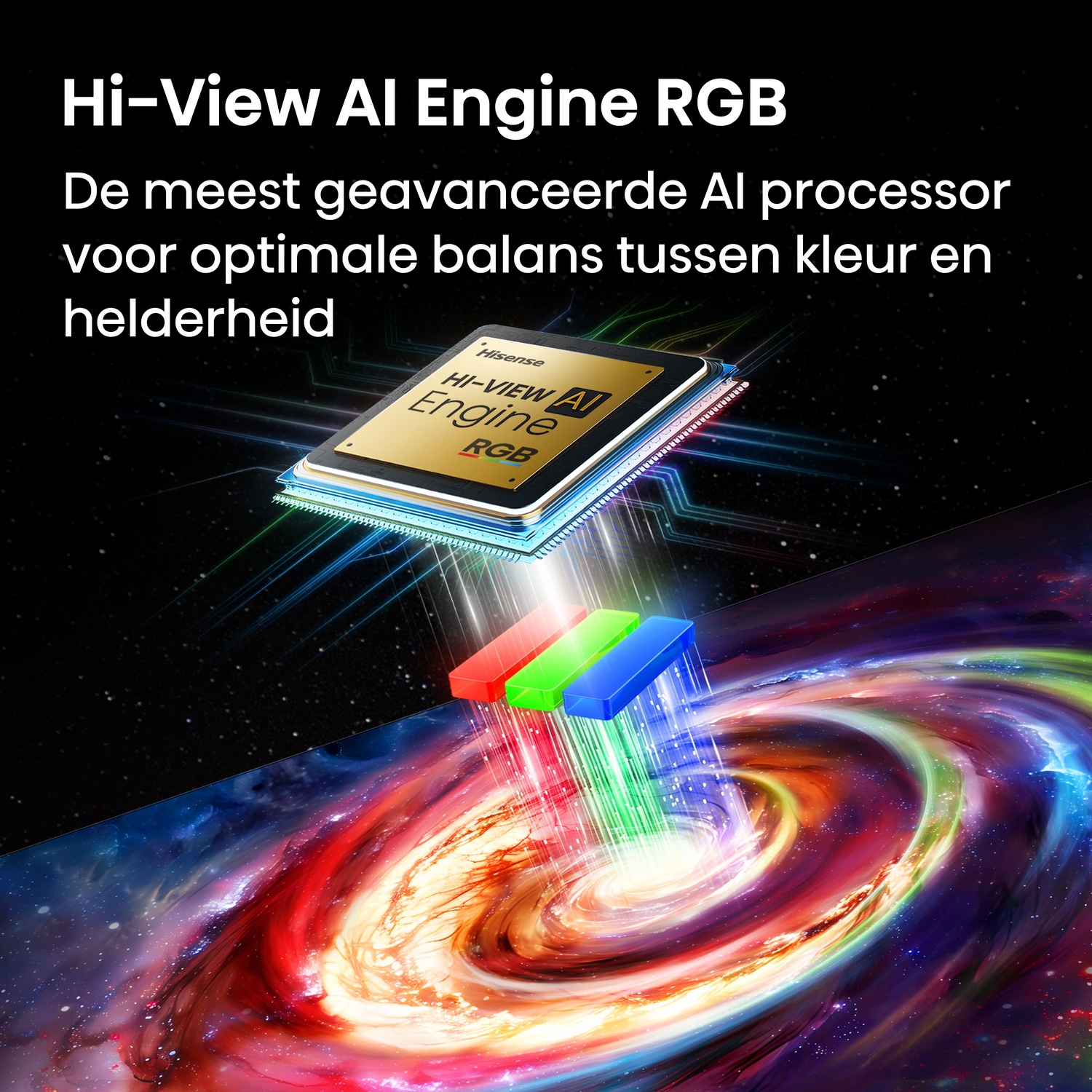 A processor emits RGB colors into a galaxy.