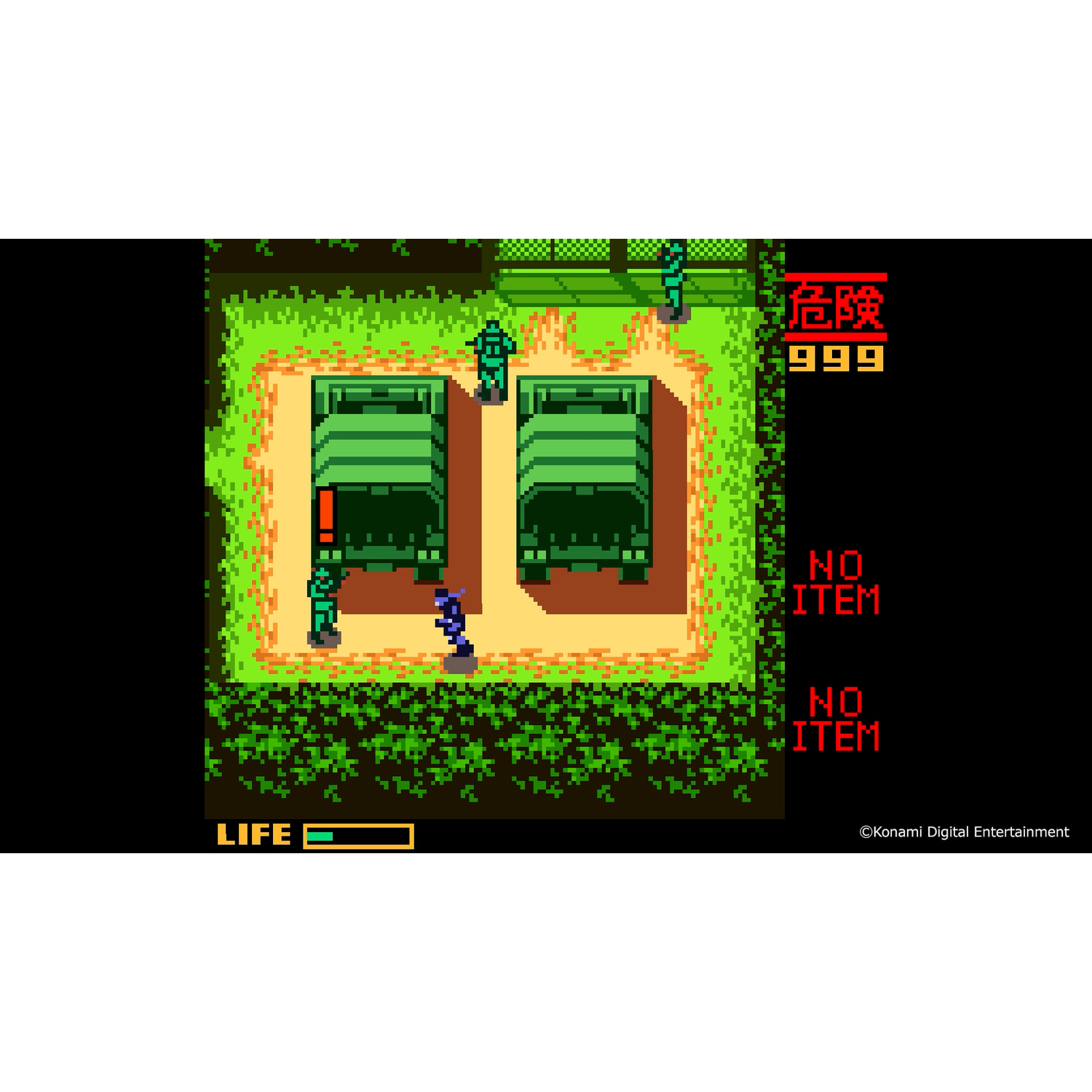 Scena di gioco pixel art con due carri armati verdi, soldati e testo.