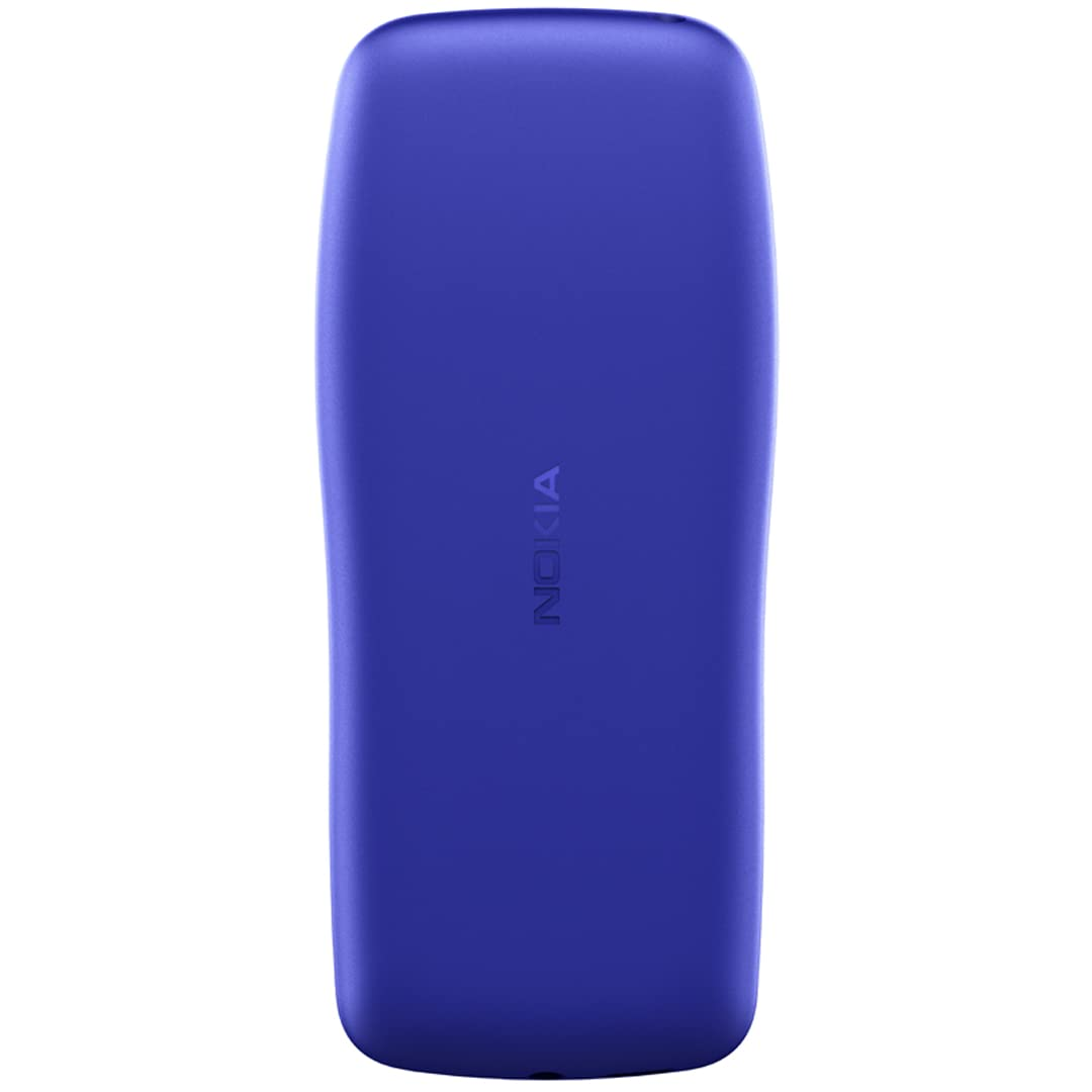 Derin mavi bir Nokia telefon beyaz arka planda.