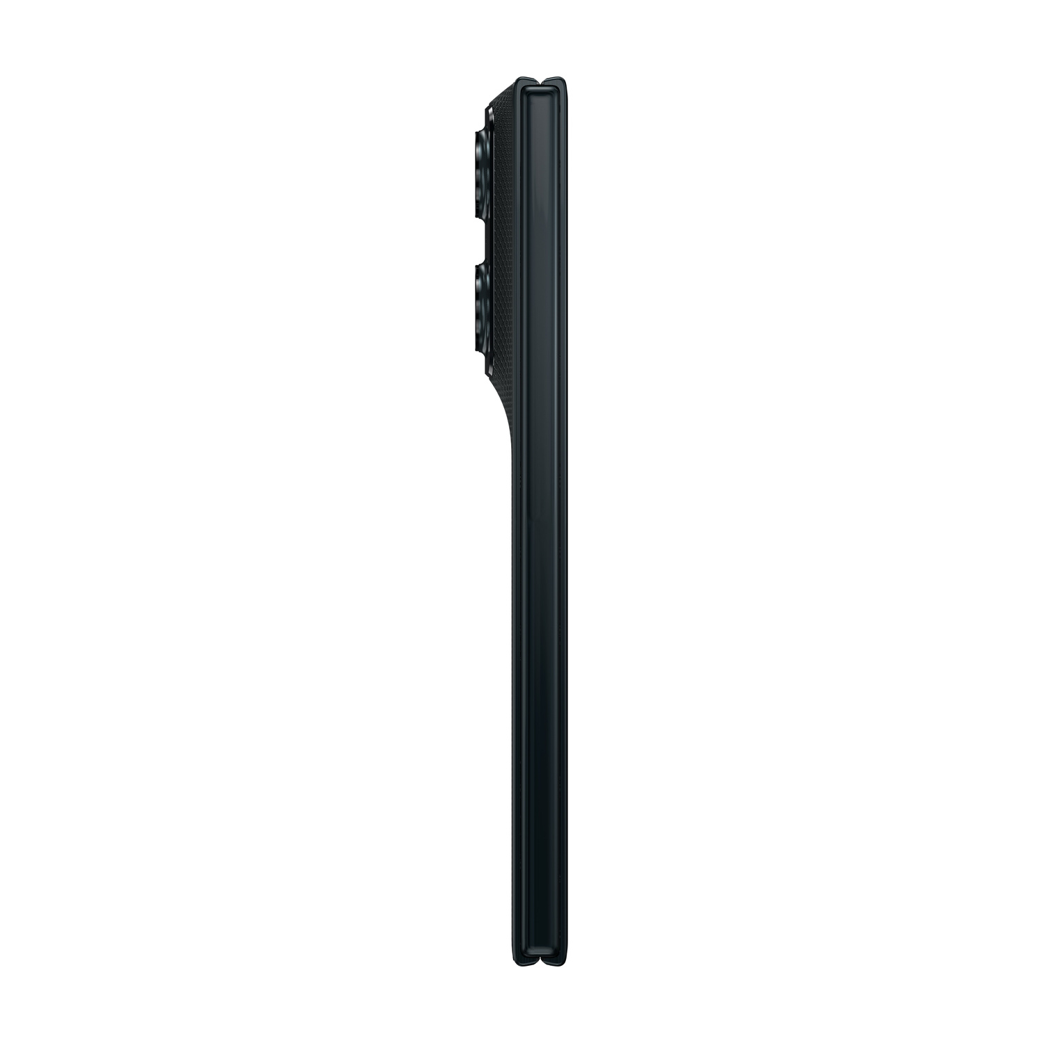 Smartphone nero di profilo con obiettivi della fotocamera sul lato sinistro.
