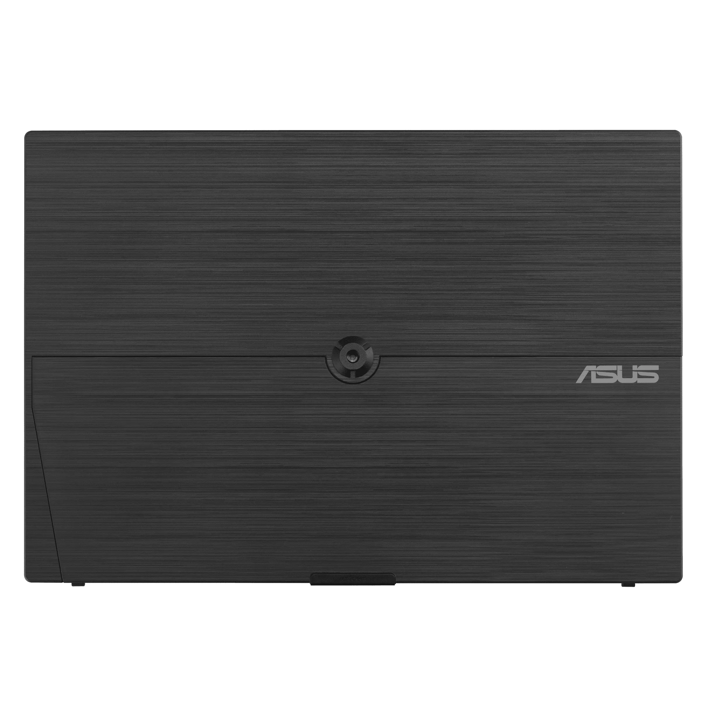 Sötétszürke laptop szálcsiszolt felülettel és ASUS logóval.