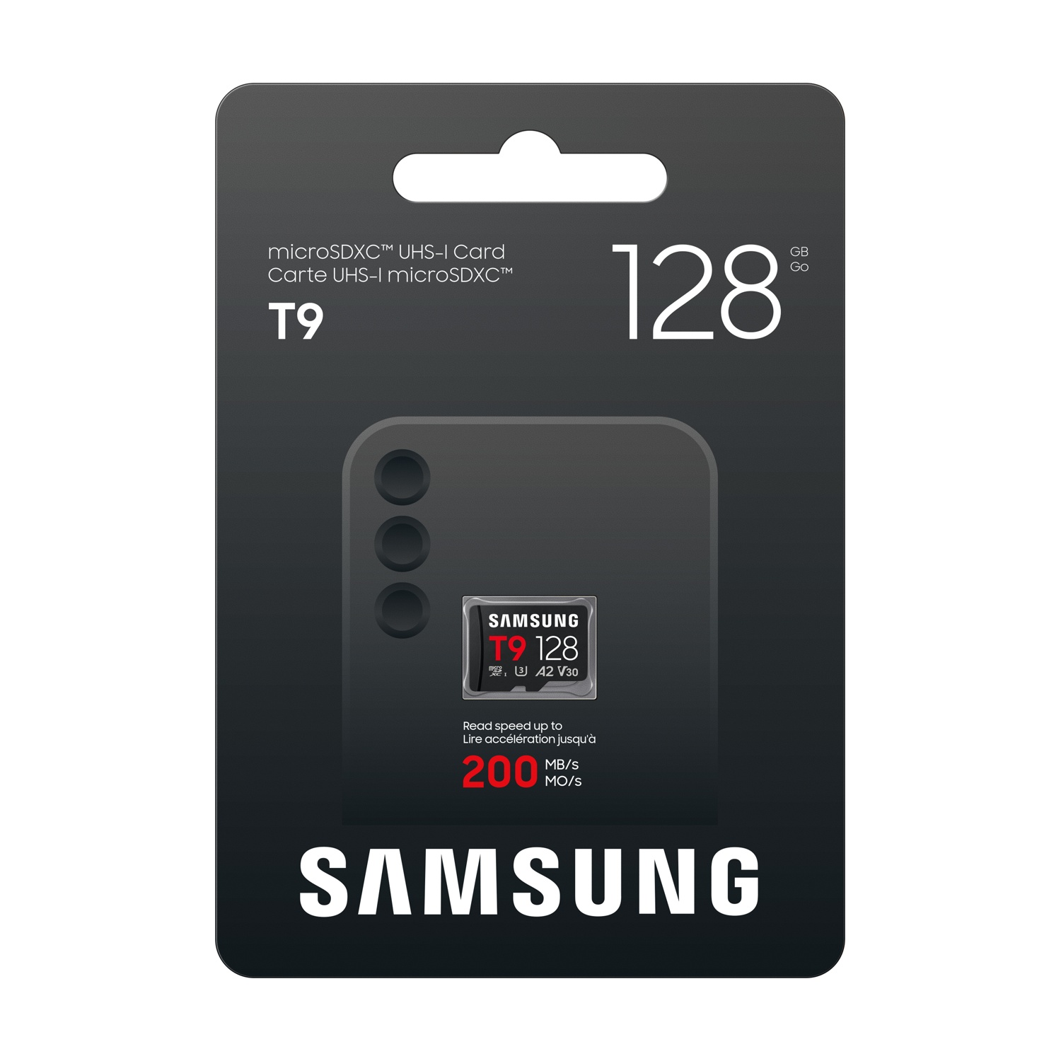 Scheda Samsung T9 128 GB microSDXC UHS-I con velocità di lettura 200 MB/s.