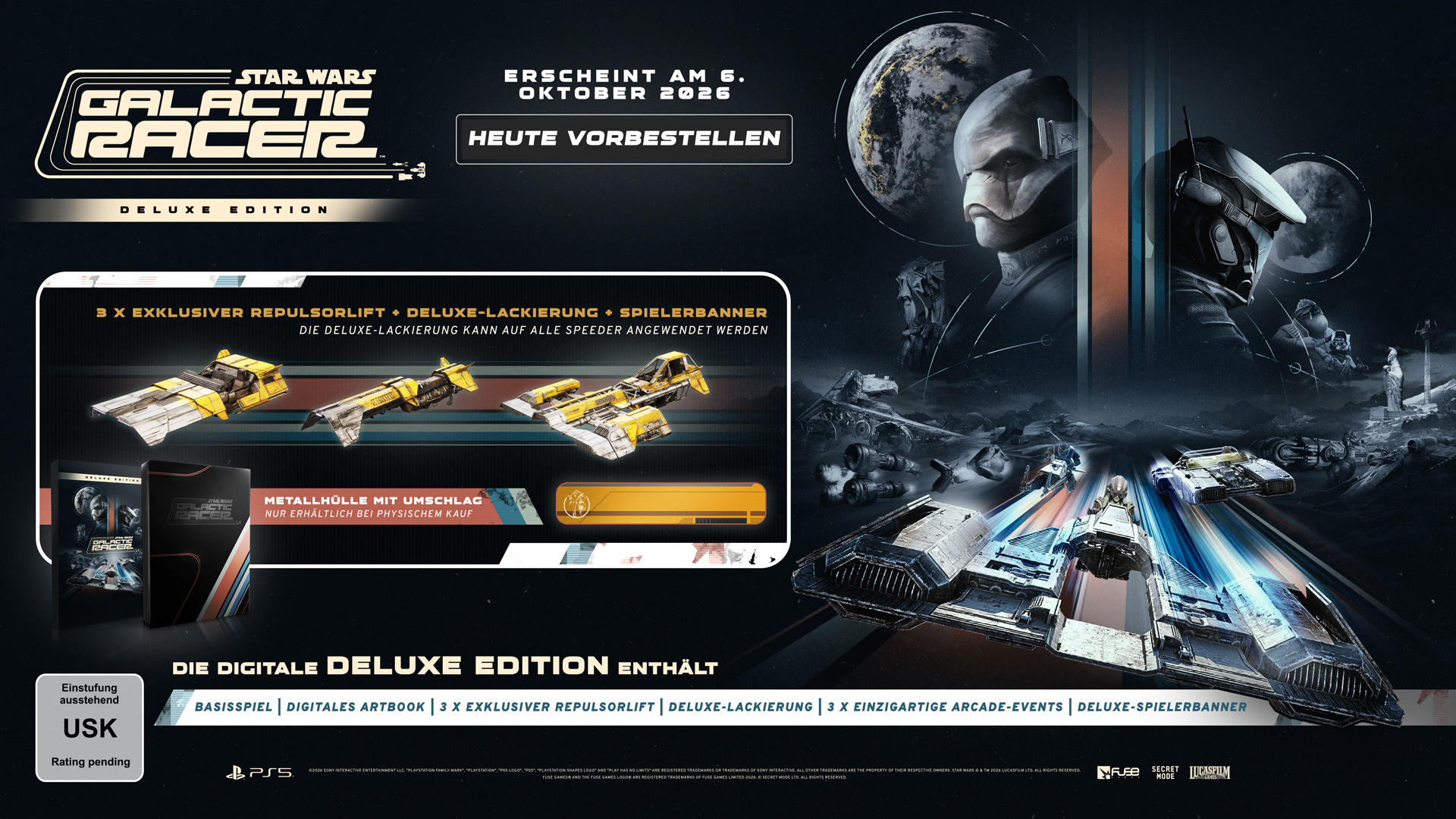 Star Wars Galactic Racer Deluxe Edition: Alien, Speeder, Planeten und Spielkunst.