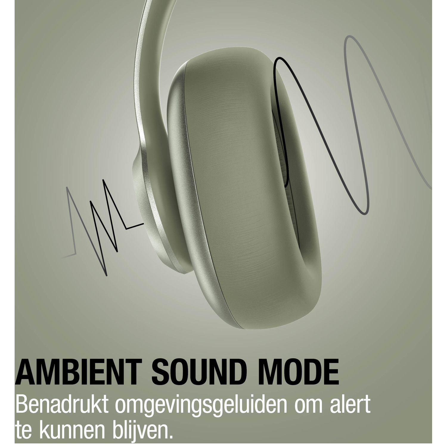 A green headphone with sound wave graphics. "AMBIENT SOUND MODE".