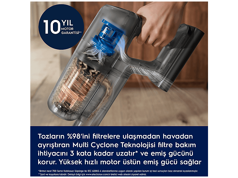 ELECTROLUX EP72AB21UG Toz Torbasız Ultra Hafif 2'si 1 Arada