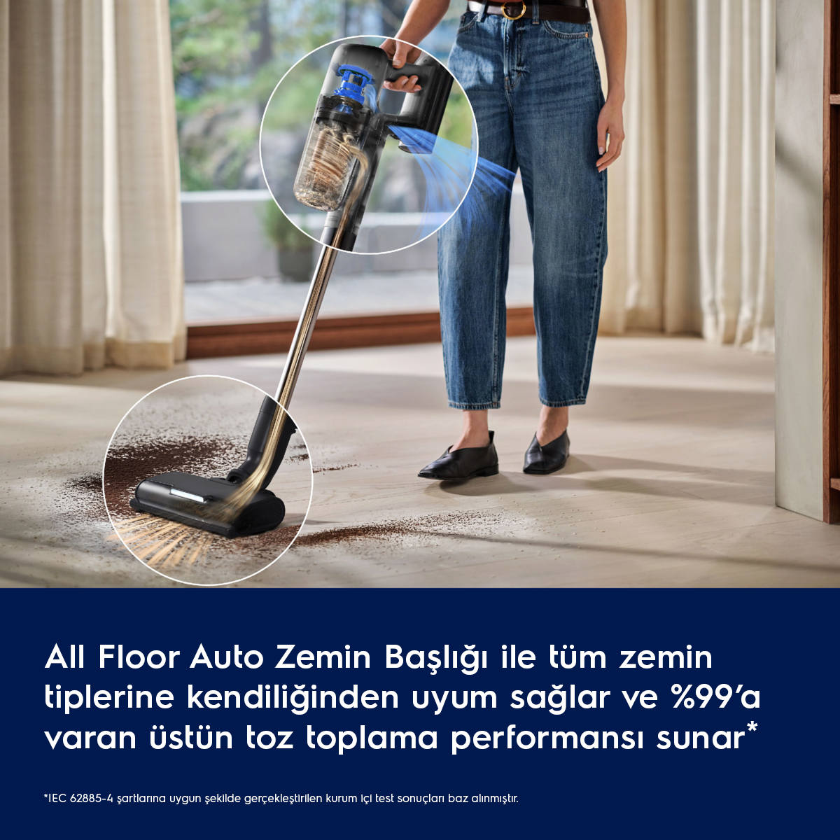 ELECTROLUX EP72UB21SW Toz Torbasız Şarjlı Dikey Süpürge Deniz