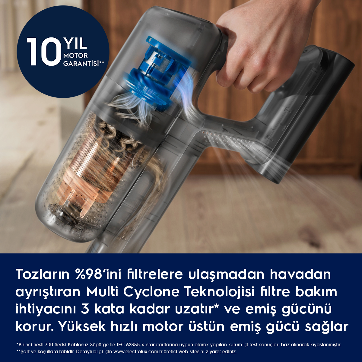 ELECTROLUX EP72UB21SW Toz Torbasız Şarjlı Dikey Süpürge Deniz