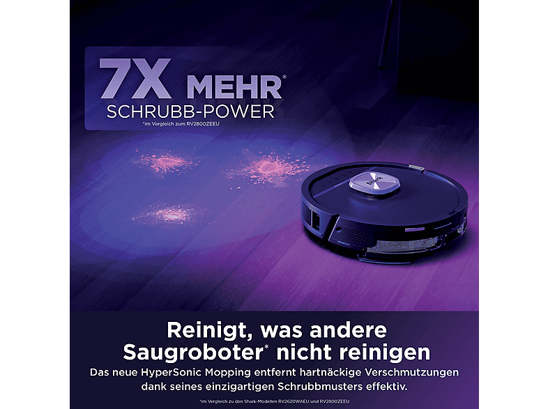 Shark RV3000XEEU Saugroboter mit Wischfunktion (Schwarz, Laufzeit: bis zu 3 h, mit Absaugstation, UV-Reveal-Technologie) — Foto 4 von 5
