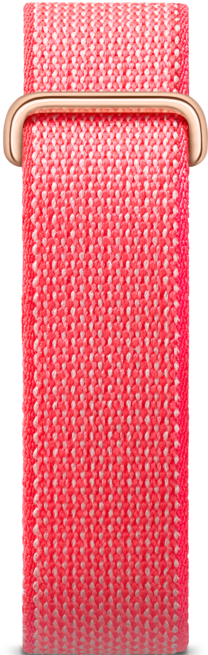 Un cinturino in tessuto rosa con fibbia dorata. Texture dettagliata.