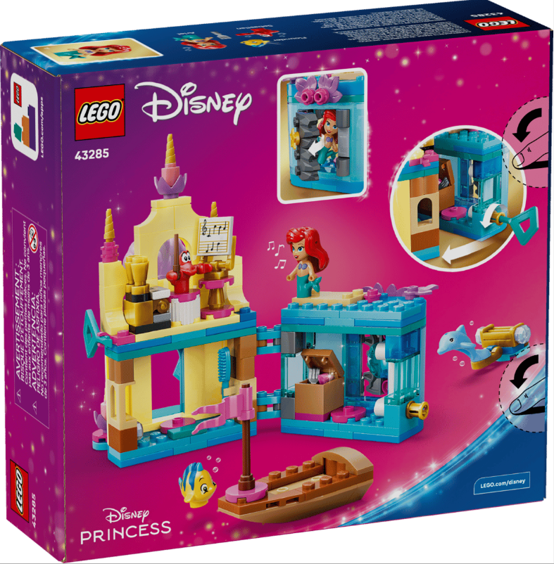 LEGO Disney Set mit Arielle, Schloss und Boot. Enthält Arielle, Flounder und einen Delfin.
