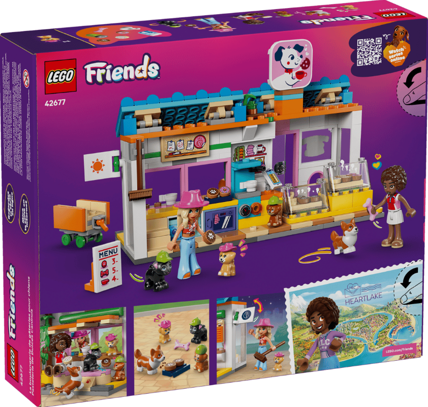 LEGO Friends Hunde-Bäckerei-Set mit Figuren, Hunden und Zubehör.