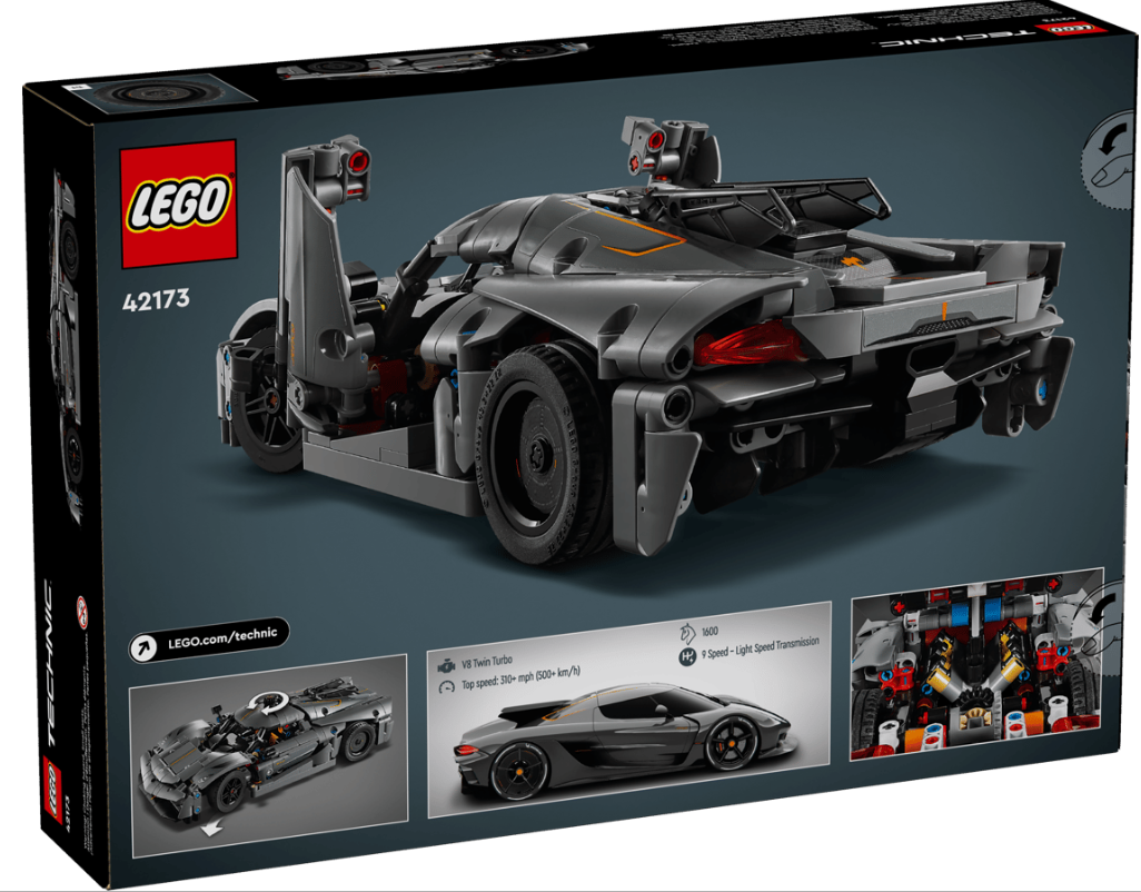 Verpackung für Lego Technic Supersportwagen-Set 42173 mit detaillierten Bildern.
