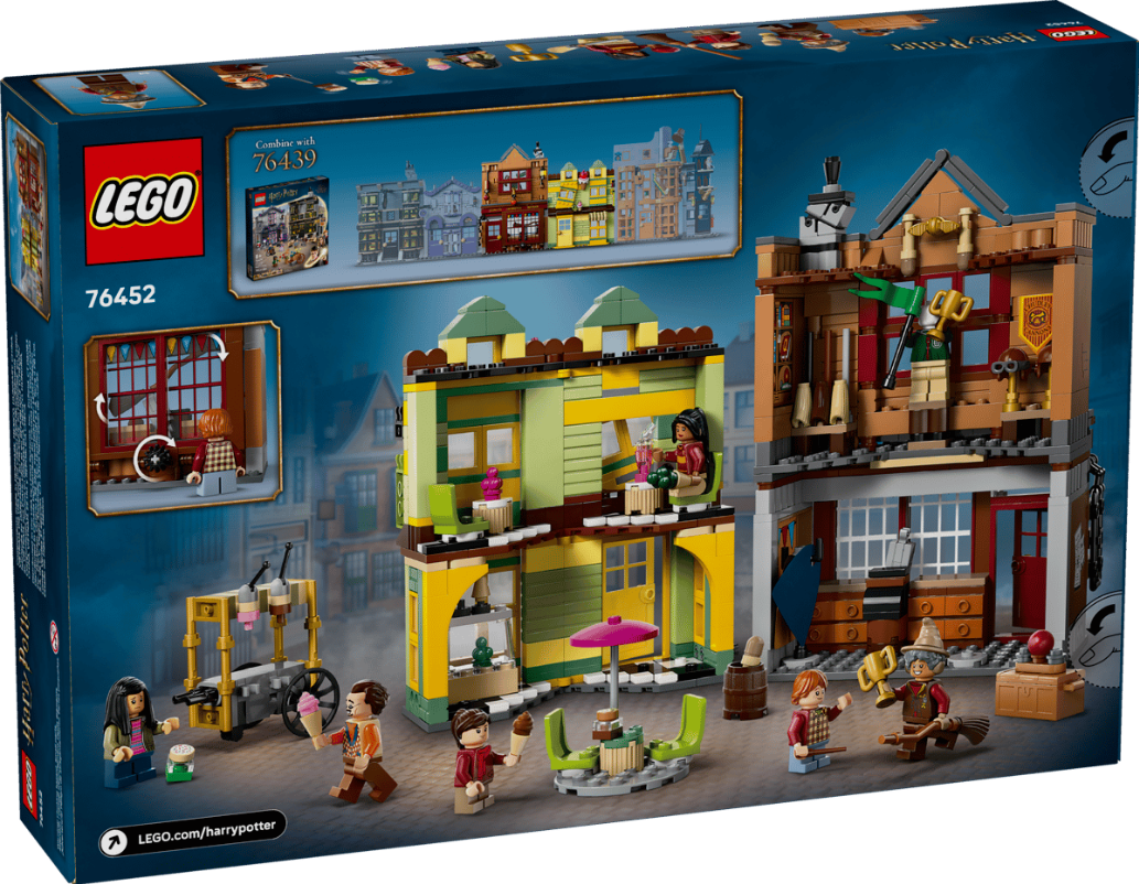 LEGO Harry Potter Set 76452 mit detailreichen Gebäuden und Minifiguren.