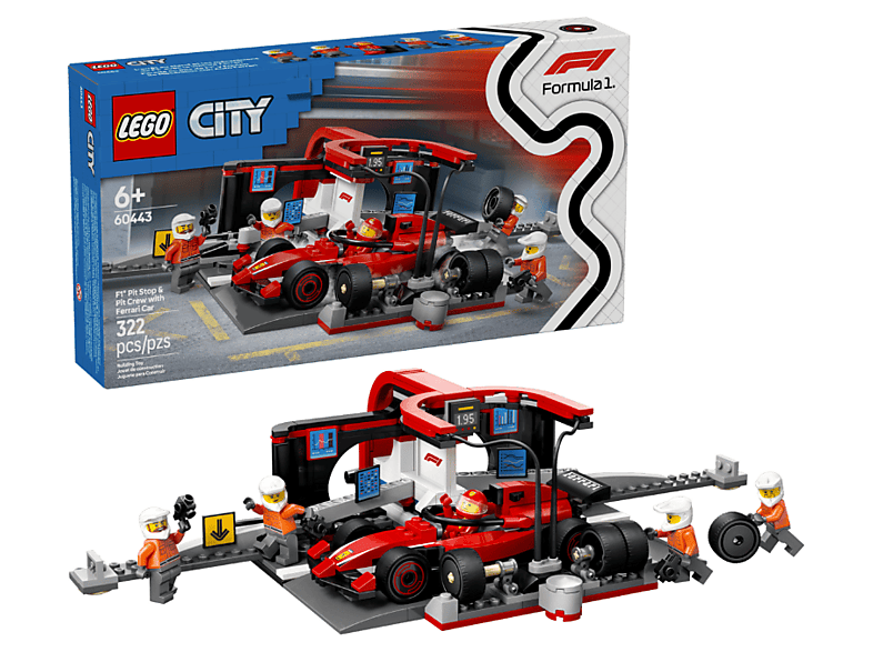 Lego City: 60443 F1® Boxenstopp mit Boxencrew und Ferrari Flitzer Bausatz