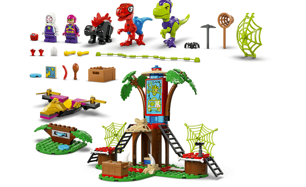 Lego-Spielzeug: Figuren, Dinosaurier, Flugzeug und Baumhaus-Spielset.