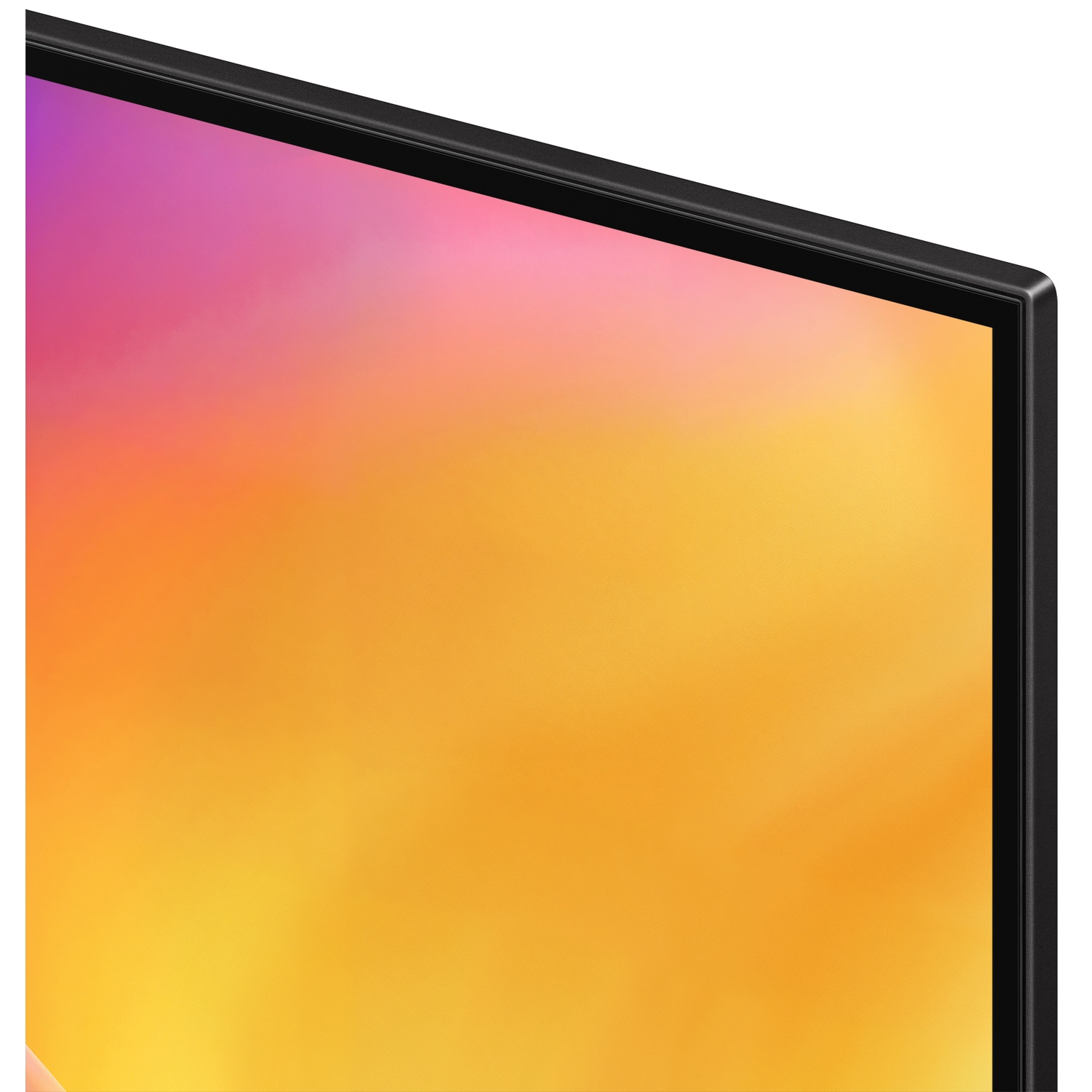 Close-up of a screen corner with a purple to orange color gradient.