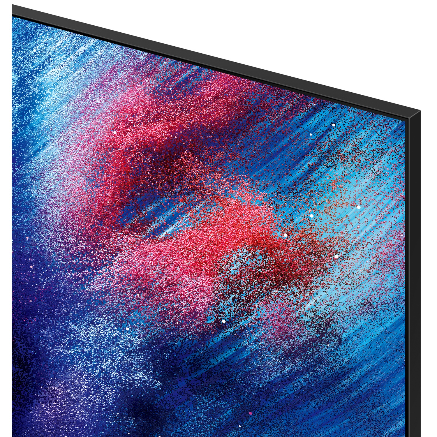 Abstracte achtergrond met rode en blauwe deeltjes en strepen.