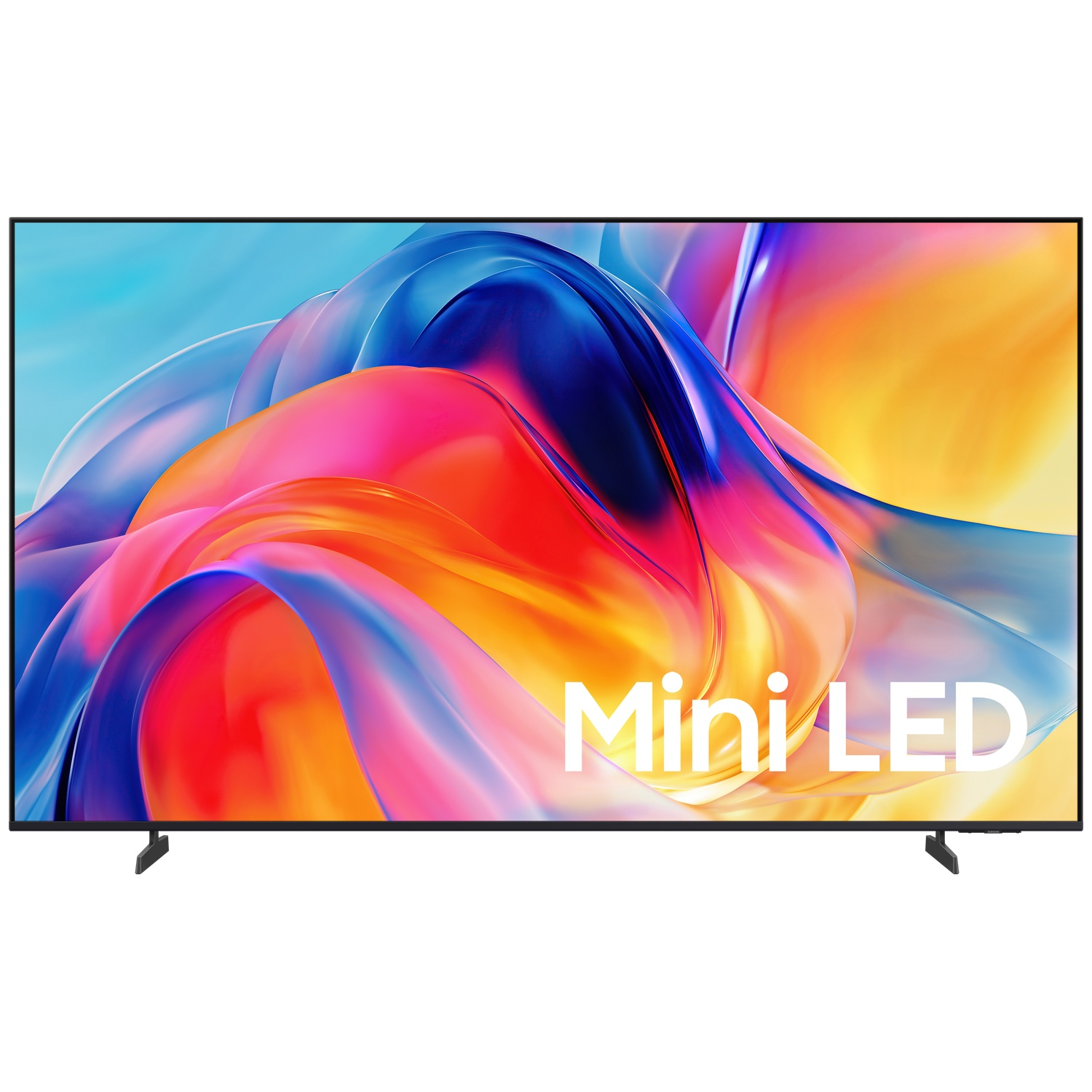 A modern television displaying a colorful abstract background with the text "Mini LED".