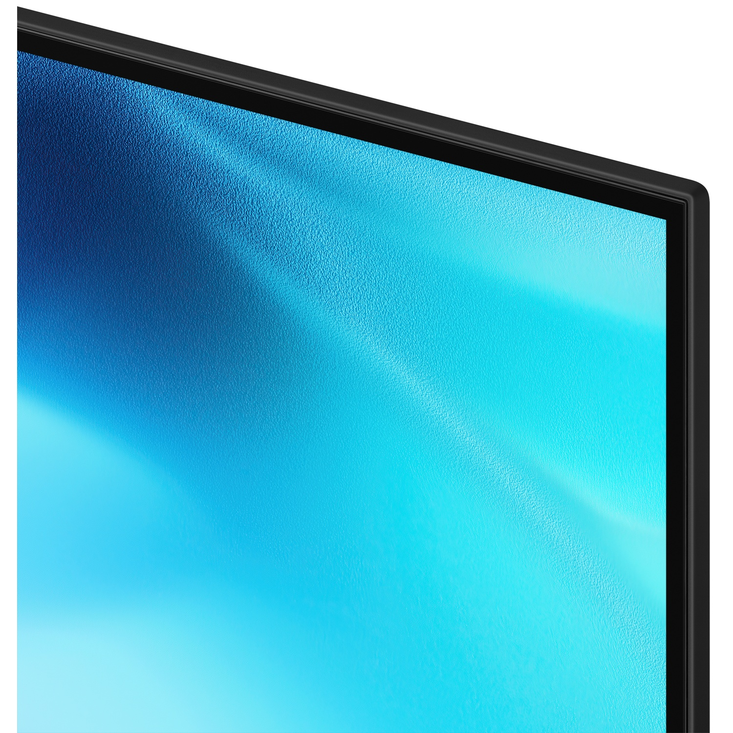 Close-up of a black screen with a textured blue background.
