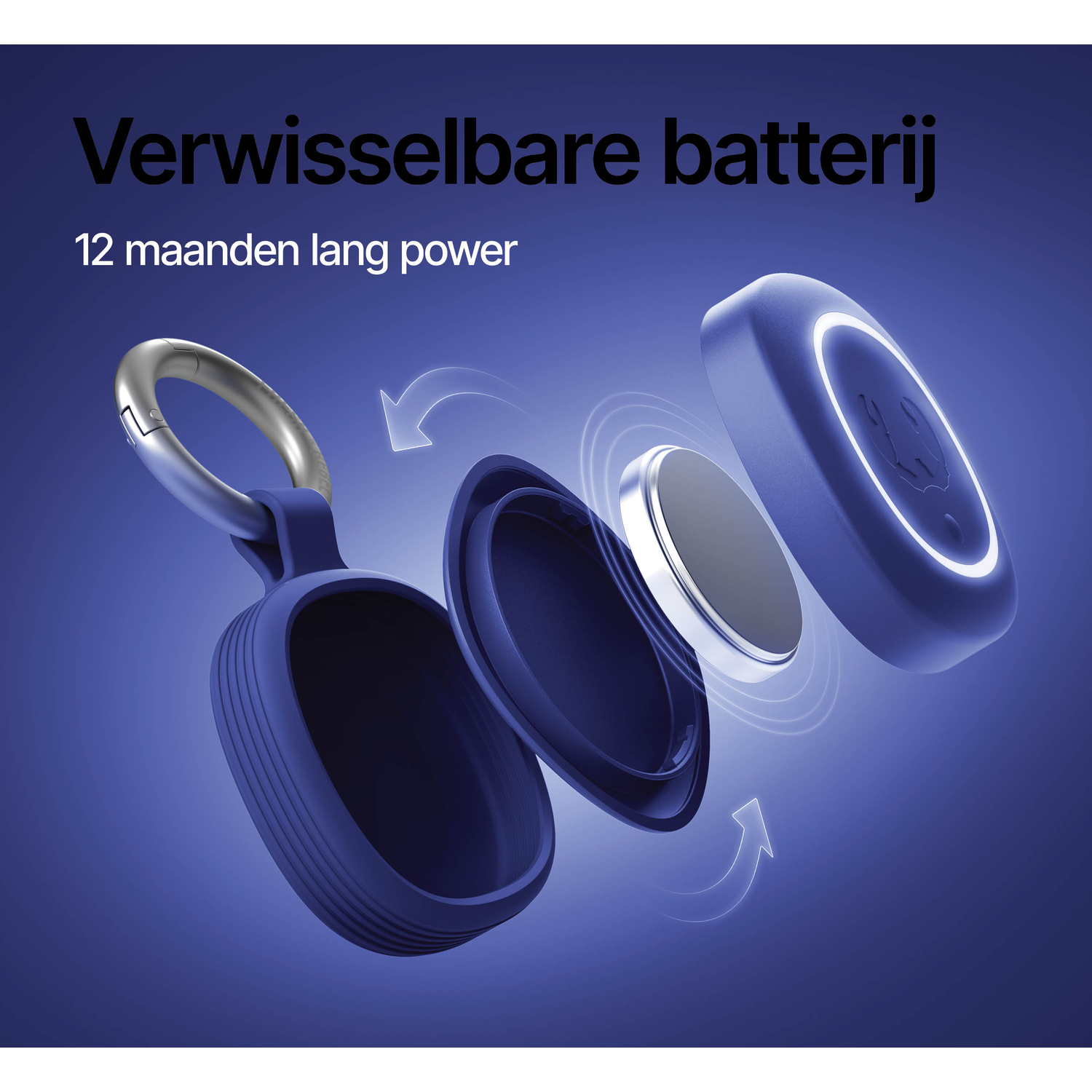 A blue fob opening to reveal a battery.