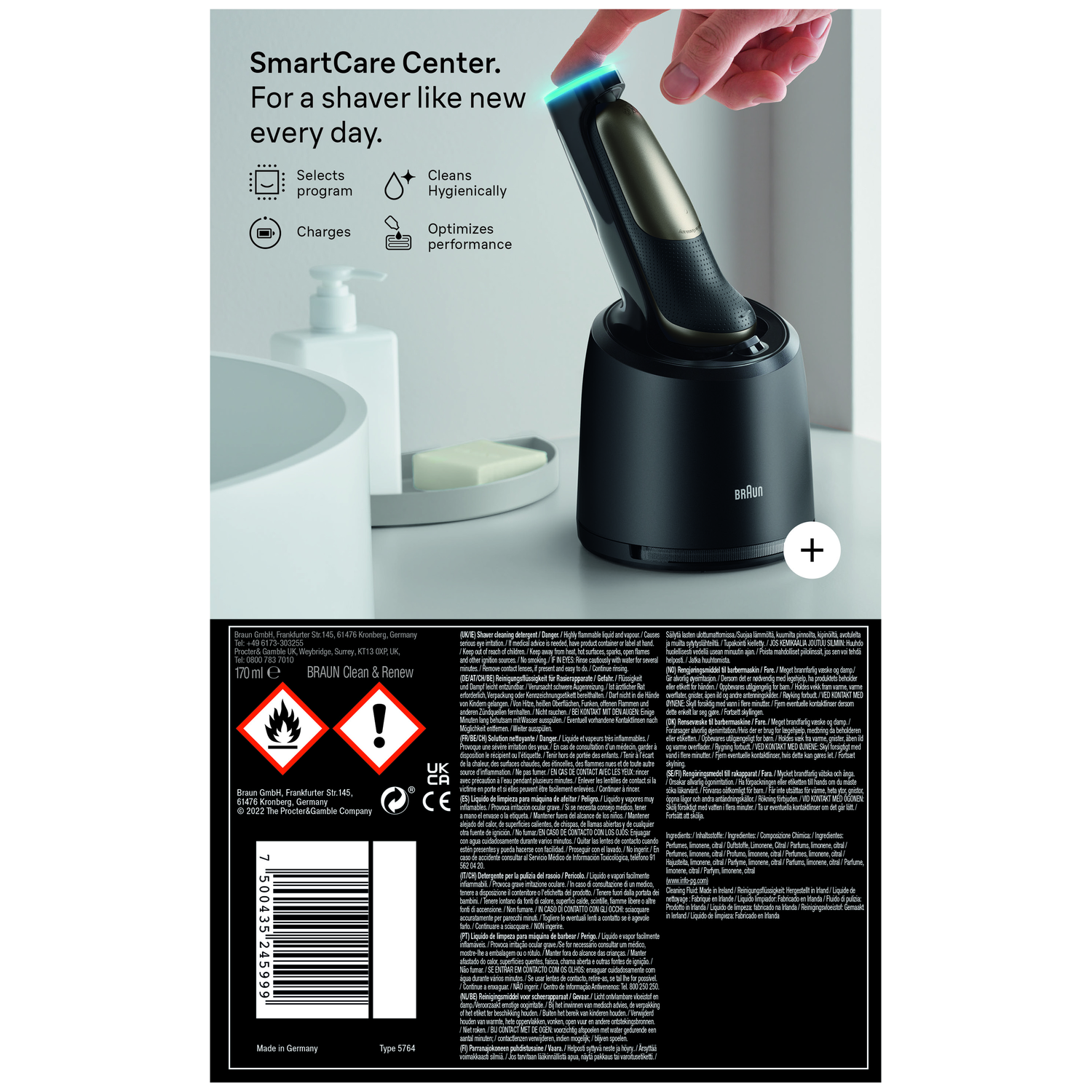 SmartCare Center: Braun scheerapparaat reinigings- en oplaadstation.