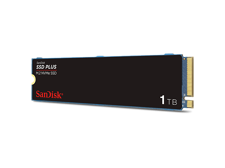 Disco duro SSD interno 1 TB - Sandisk Plus M.2 NVMe, PCIe® Gen 2280, Hasta 3200 MB/s lectura, Negro