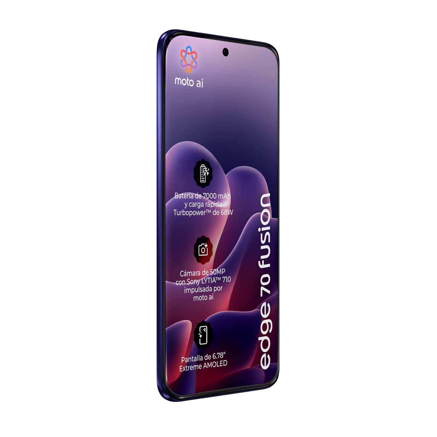 Teléfono inteligente morado con 