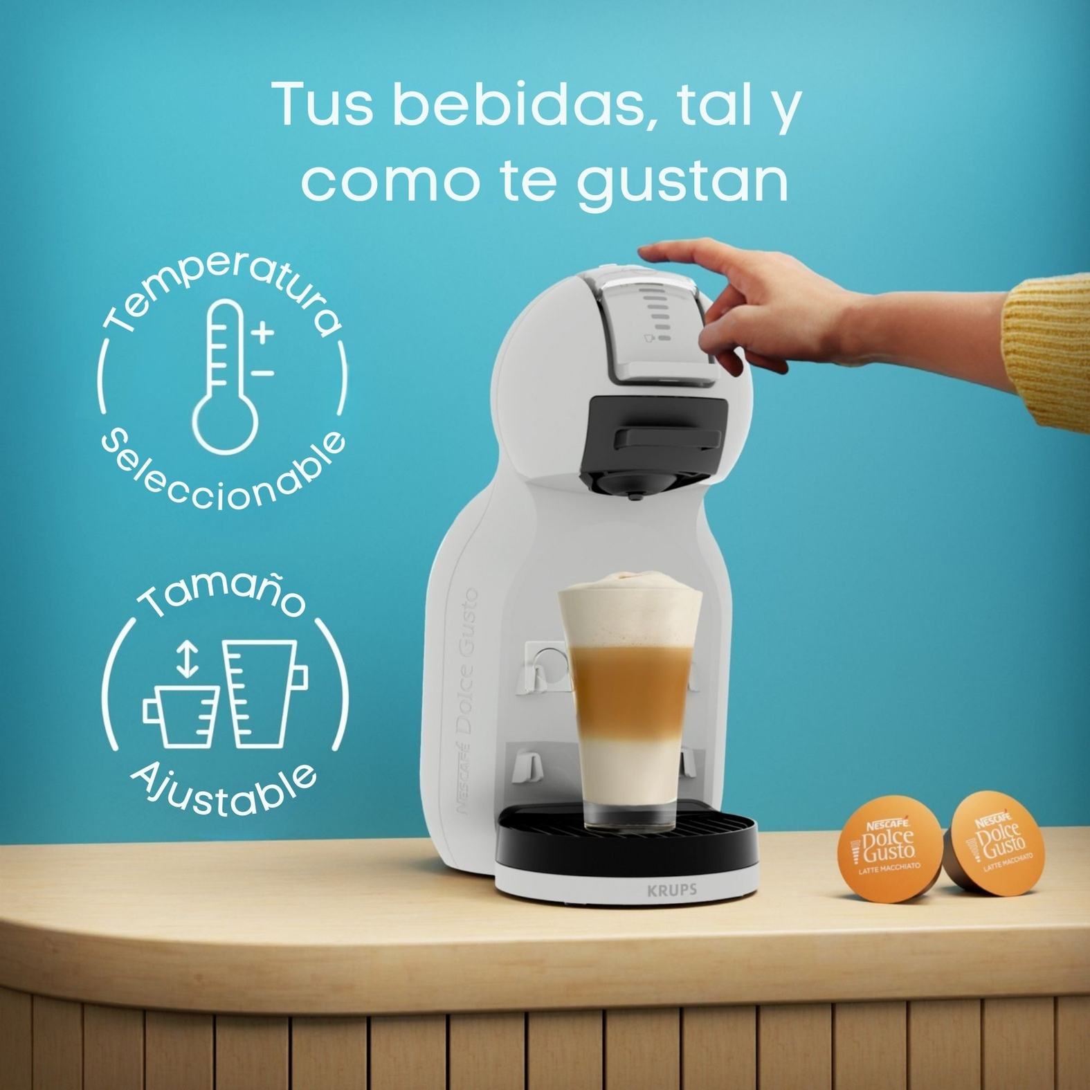 Tus bebidas tal y como te gustan. Temperatura seleccionable. Tamaño ajustable.