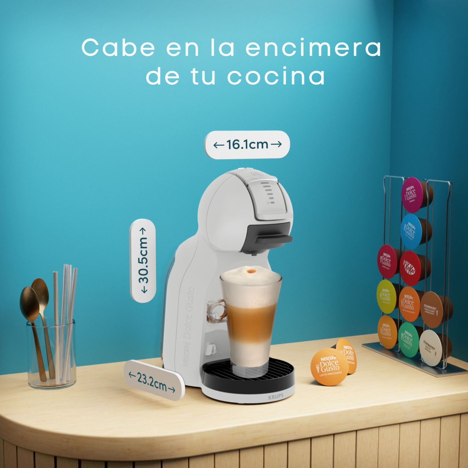 Cabe en la encimera de tu cocina.