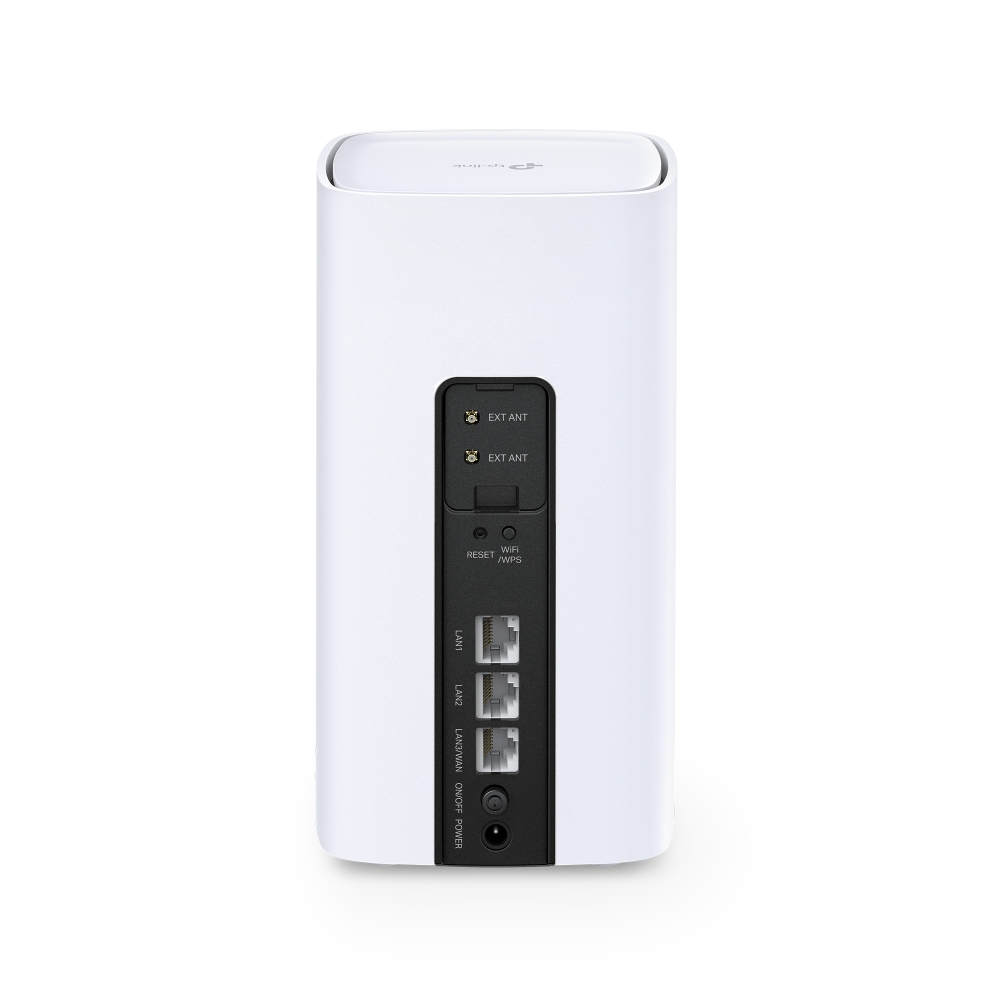 Egy fehér router két külső antenna porttal, reset, WPS és LAN portokkal.