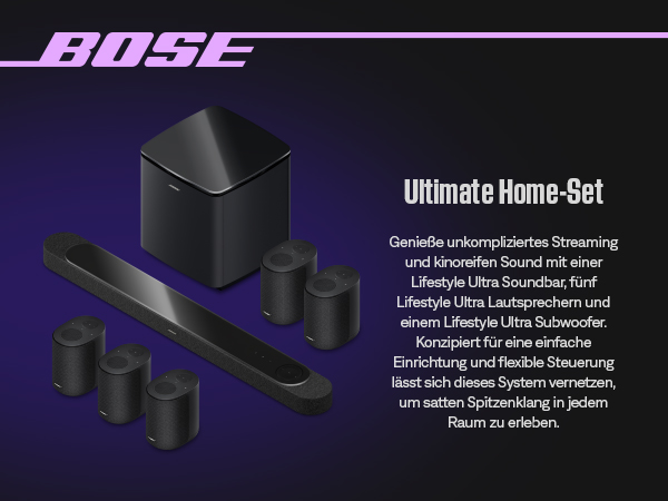 Bose Lifestyle Ultra Home Set: Soundbar, Subwoofer, 5 Lautsprecher.