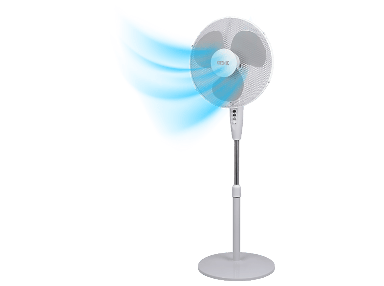 Ventilador de pie - Koenic KSF 40326 ES W Stand fan, 45 W, 4 velocidades, Oscilación, Altura regulable e inclinación ajustable, Blanco