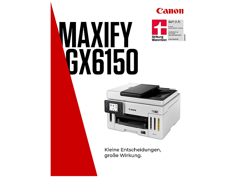 CANON maxIFY GX6150, WLAN, Weiß, Multifunktionsdrucker, Tintentank, WLAN, Duplexeinheit (für beidseitigen Druck), Weiß — Foto 3 von 5