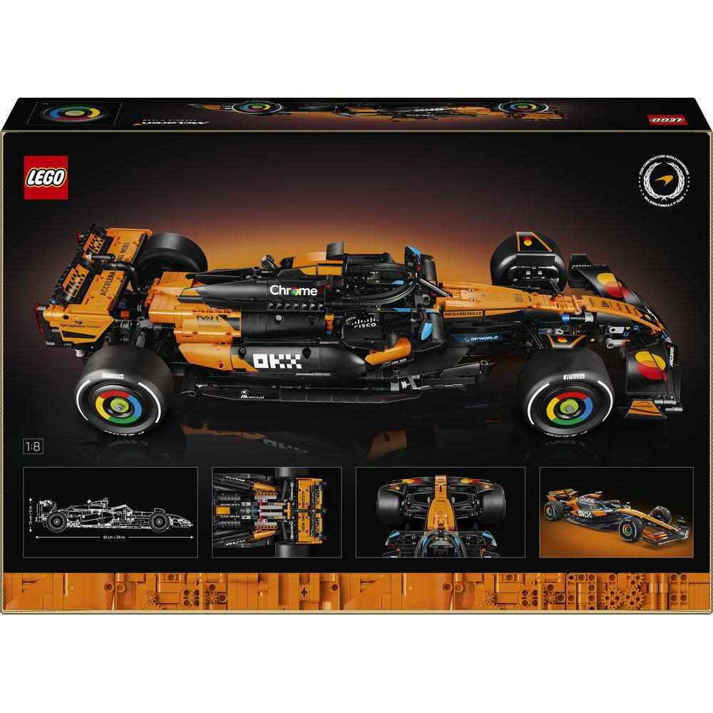 LEGO Technic McLaren F1 Rennwagen-Modellbox mit Detailbildern.