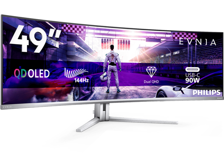 PHILIPS 49M2C8900L/00 48,9 Zoll Curved Gaming Monitor, DQHD, 0,03 ms Reaktionszeit, 250 cd/m², 144 Hz, Weiß — Foto 2 von 5