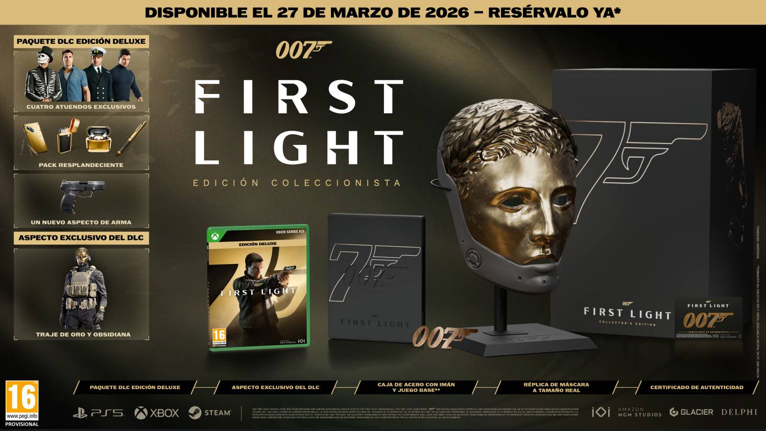 Edición Coleccionista de James Bond 007: First Light con réplica de máscara.