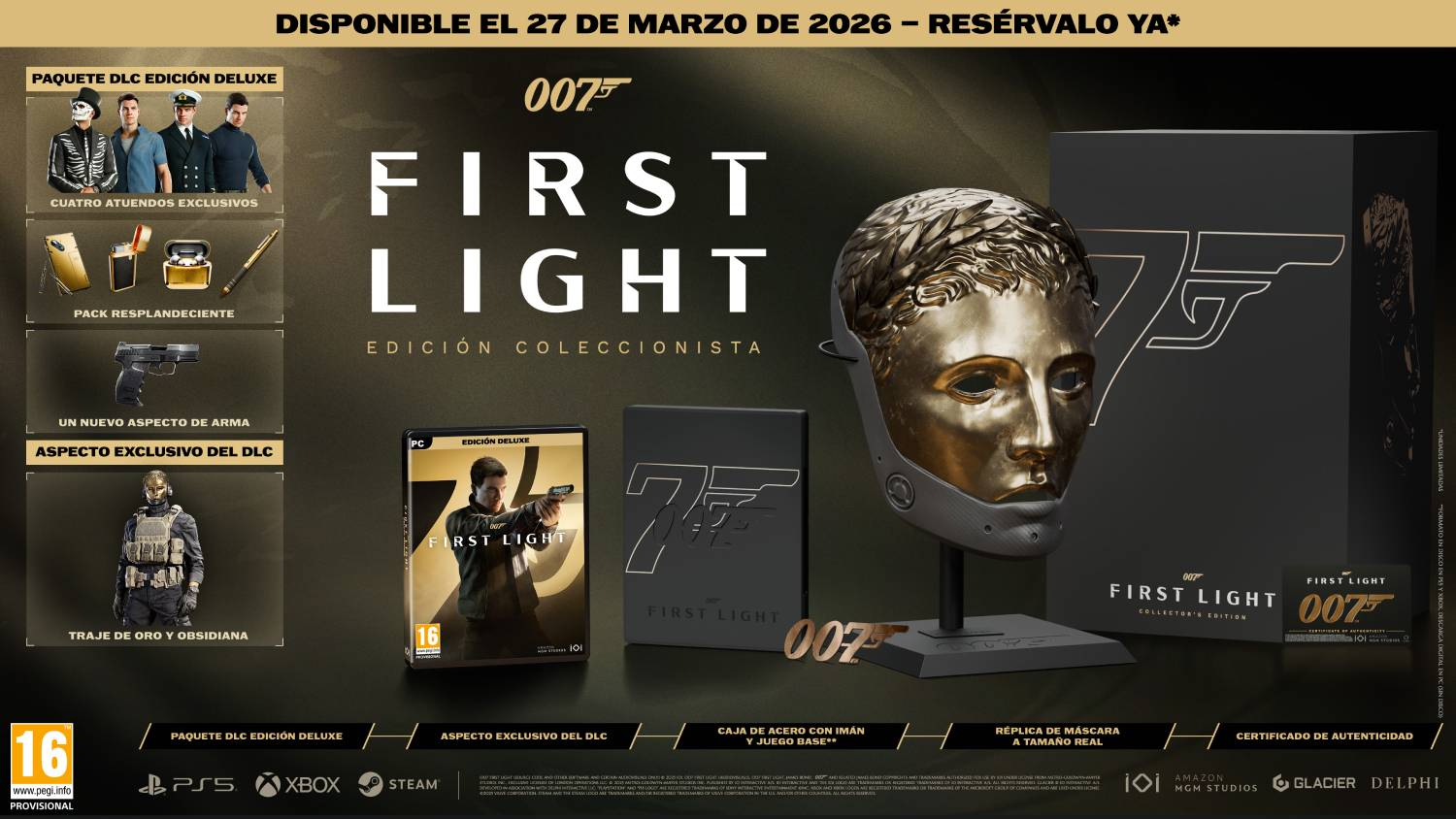Edición Coleccionista de 007 First Light con máscara, juego y extras.