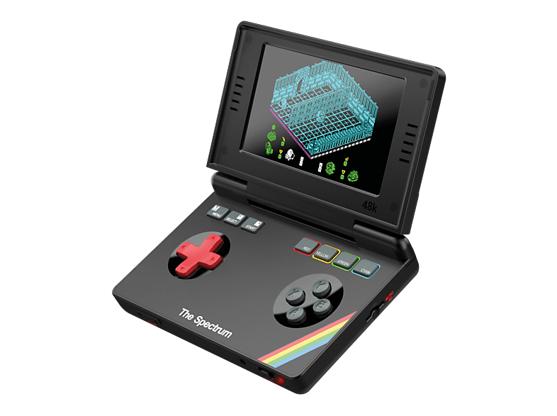 Consola retro portátil - Koch Media The Spectrum Handheld, Pantalla IPS de 800x480 píxeles, 25 títulos míticos, 256 mb DDR RAM, Negro