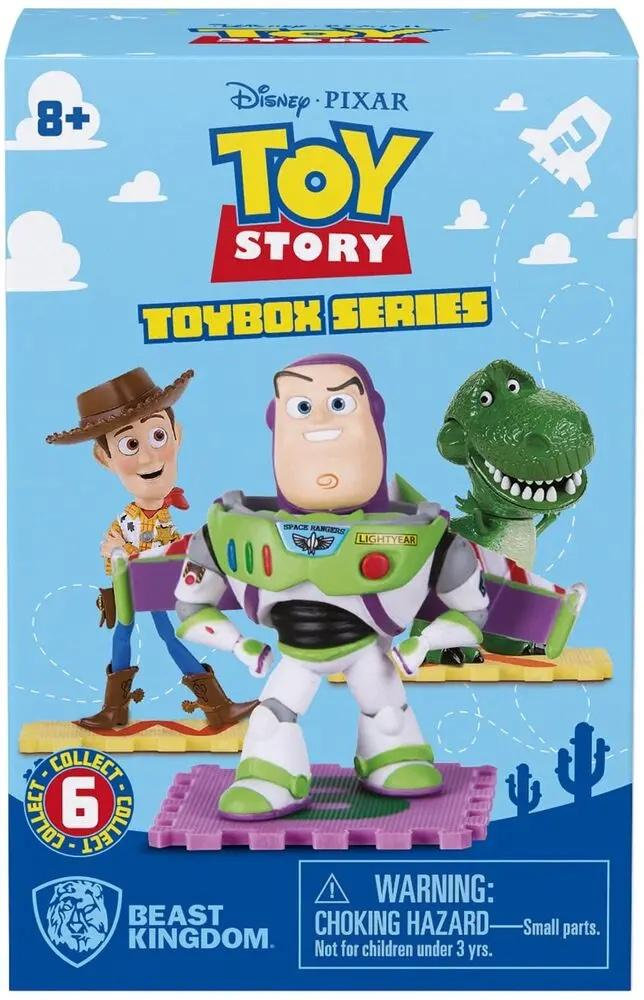 Figuras de Toy Story: Buzz Lightyear, Woody y Rex en el empaque.