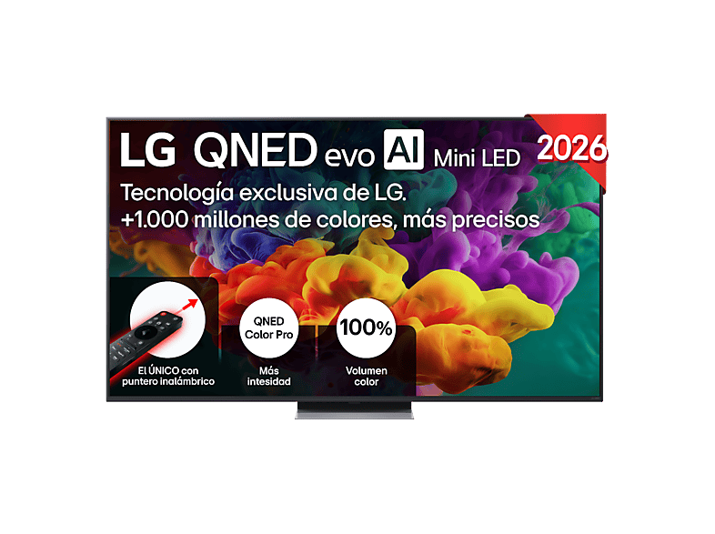 TV QNED Mini LED 65" - LG 65QNED86B6B, UHD 4K, Procesador Inteligente α8 AI Processor 4K Gen3, Smart TV, DVB-T2 (H.265), Negro