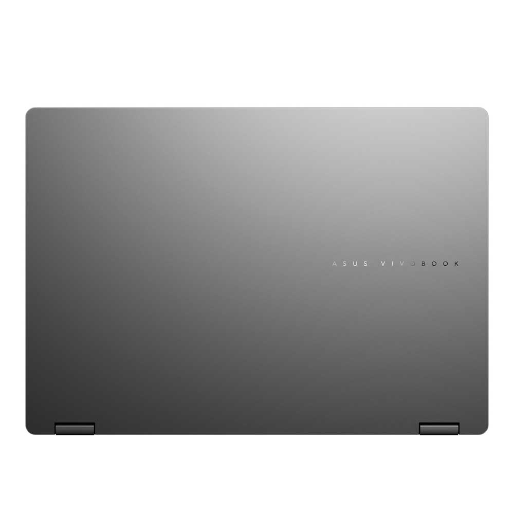 Kapalı gri ASUS VivoBook dizüstü bilgisayar beyaz zeminde.