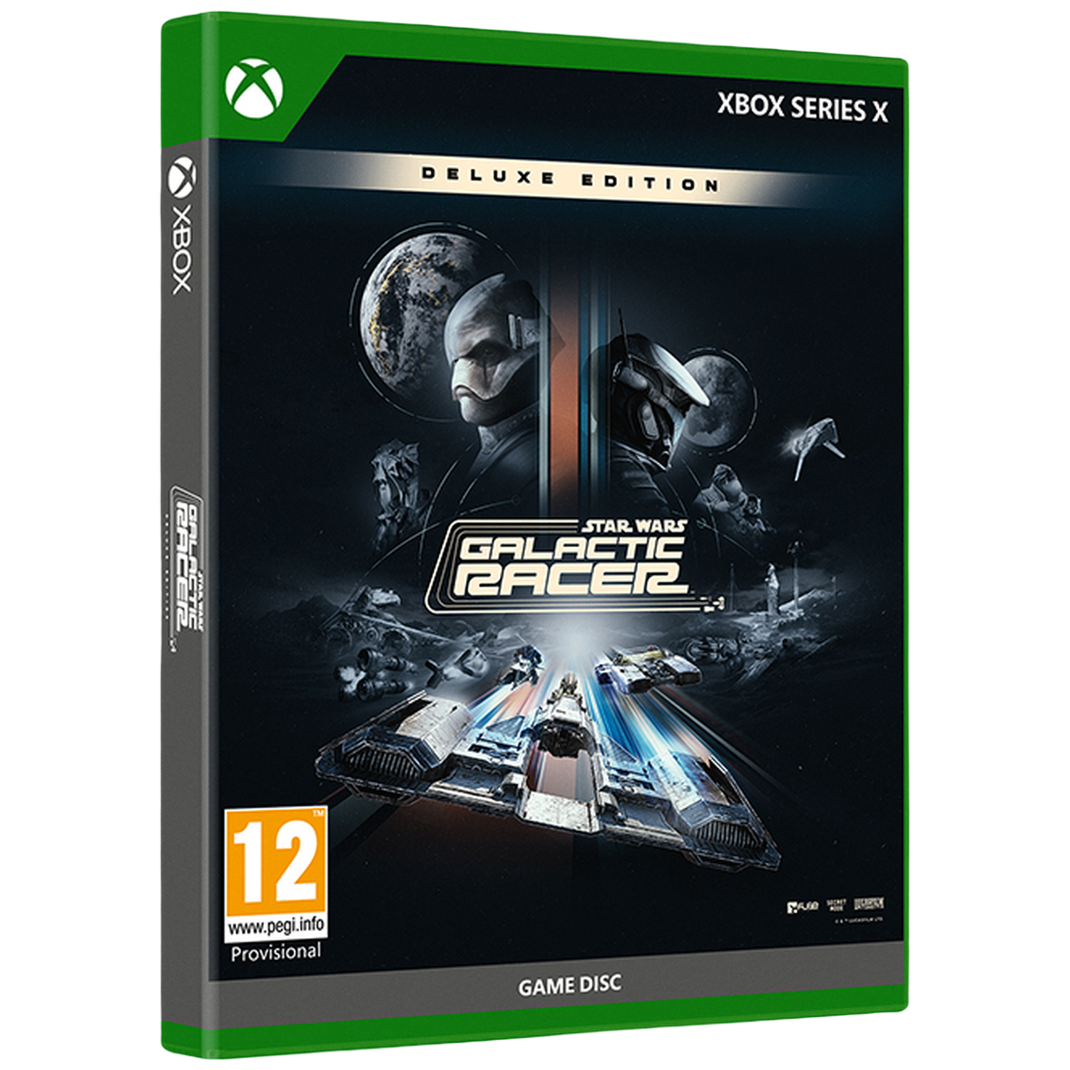 Boîtier Star Wars Galactic Racer Deluxe Edition Xbox Series X avec vaisseaux spatiaux.