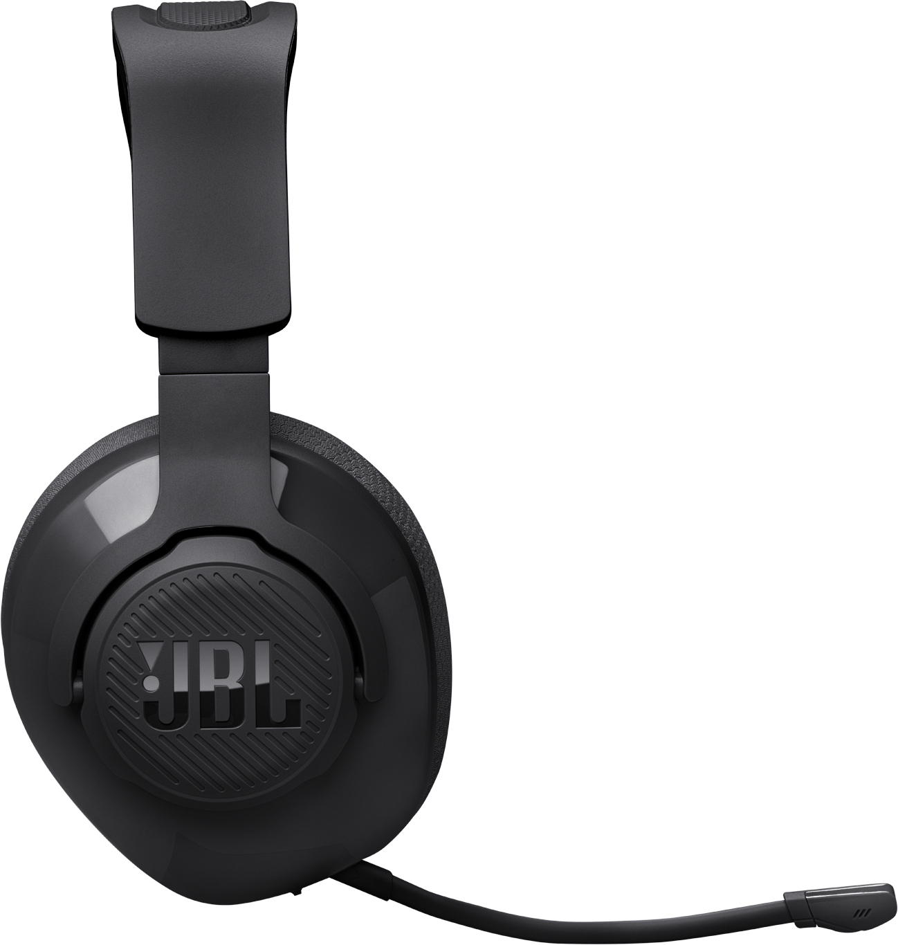 Cuffie nere con microfono e logo JBL sul padiglione.