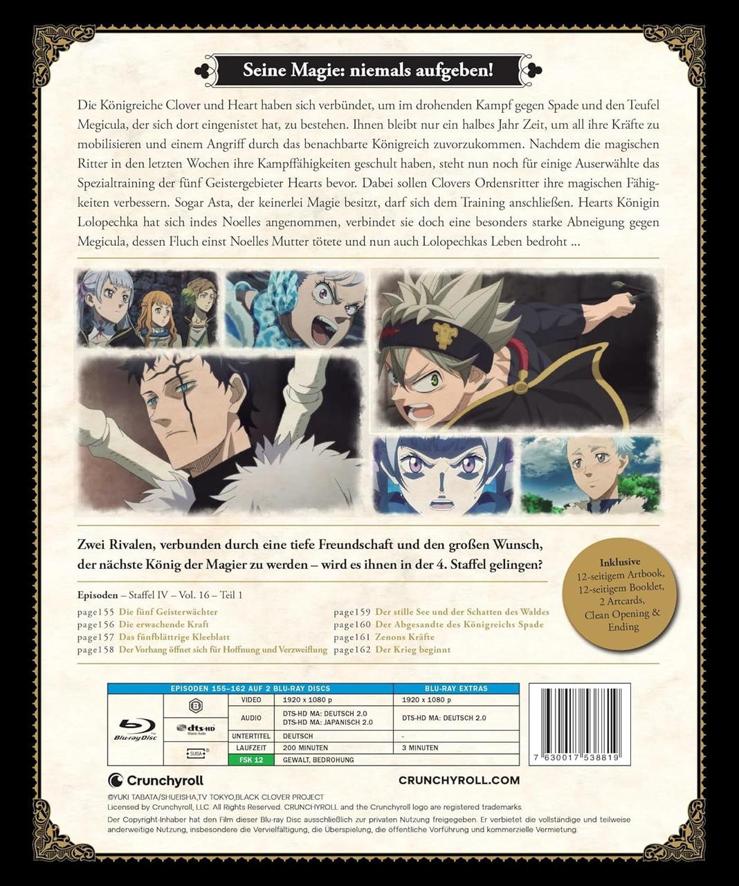 Anime-Poster mit Charakteren und Text. Fokus auf Asta und andere Magier. Enthält Episodenliste und Blu-ray Infos.