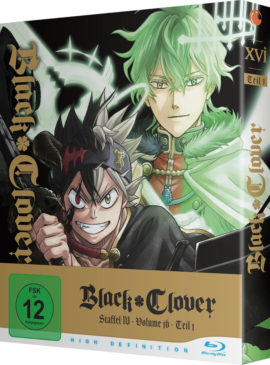 Anime-Charaktere: Asta und Yuno von Black Clover auf Blu-ray-Cover.