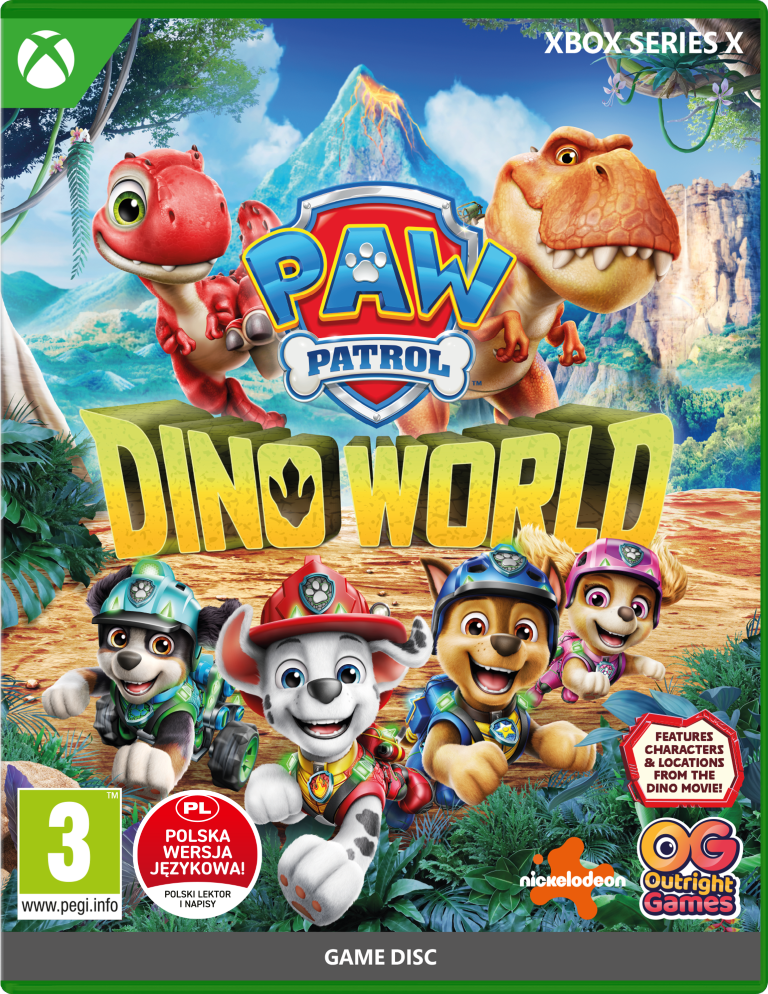Okładka Paw Patrol Dino World: Psy, dinozaury, wulkan, dżungla.